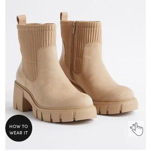 Chelsea Bootie - Faux Leather Beige (WW)